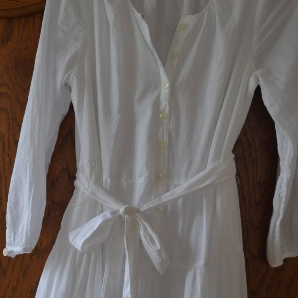 J. Crew SMALL White 100% Cotton Tiered Maxi Long Dress SMALL - Picture 6 of 11